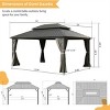 10X14 FT Outdoor Aluminum Patio Gazebo,Gazebo With Double Roof Canopy And Curtains,Galvanized Steel Hardtop Permanent Gazebo-Coolbibila - 4 of 4