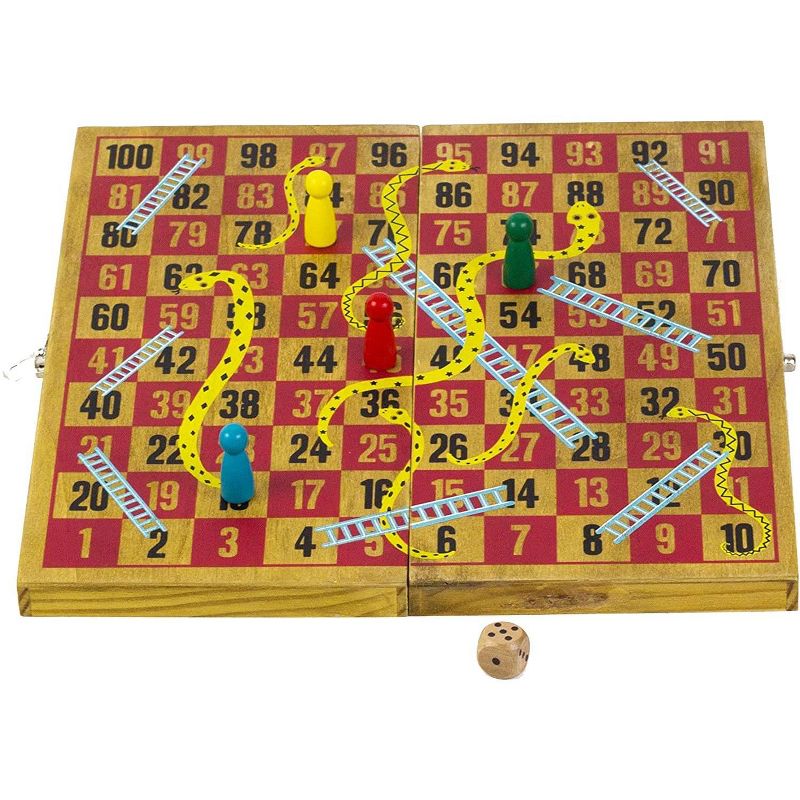 Professor Puzzle USA, Inc. Snakes and Ladders | Classic Wooden Family Board Game, 3 of 5