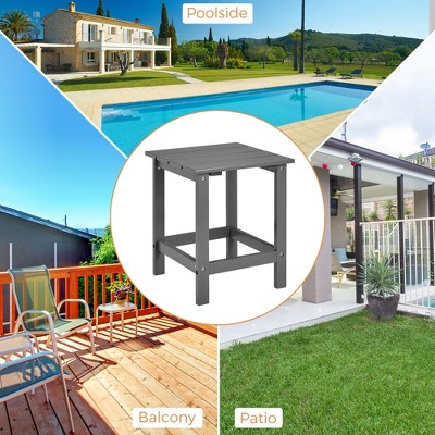 Gray Solid Fir Wood Square Outdoor Side Table
