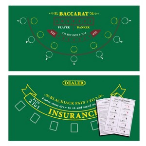 GSE 36" x 72" Double-Sided Casino Layout Felt, Las Vegas Style Tabletop Mat for Parties, Home Entertainment, Poker Game Night - 1 of 4