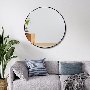 GlasFlength Decorative Wall Mirrors Modern Round Wall Mirror, Wall Mirror Decor, Bathroom Vanity Mirror For Bathroom, Black, 24"*24"*0.6" - 1 of 4