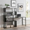 L-Shaped Computer Desk Corner Desk With 5-Tier Bookshelf,Simple Desk Workstation Desk,4 Installation Methods,Lockable Casters-The Pop Home - 2 of 4