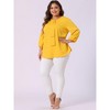 Agnes Orinda Women's Plus Size Stylish Tie Neck 3/4 Ruffle Sleeves Work Office Blouses - 3 of 4