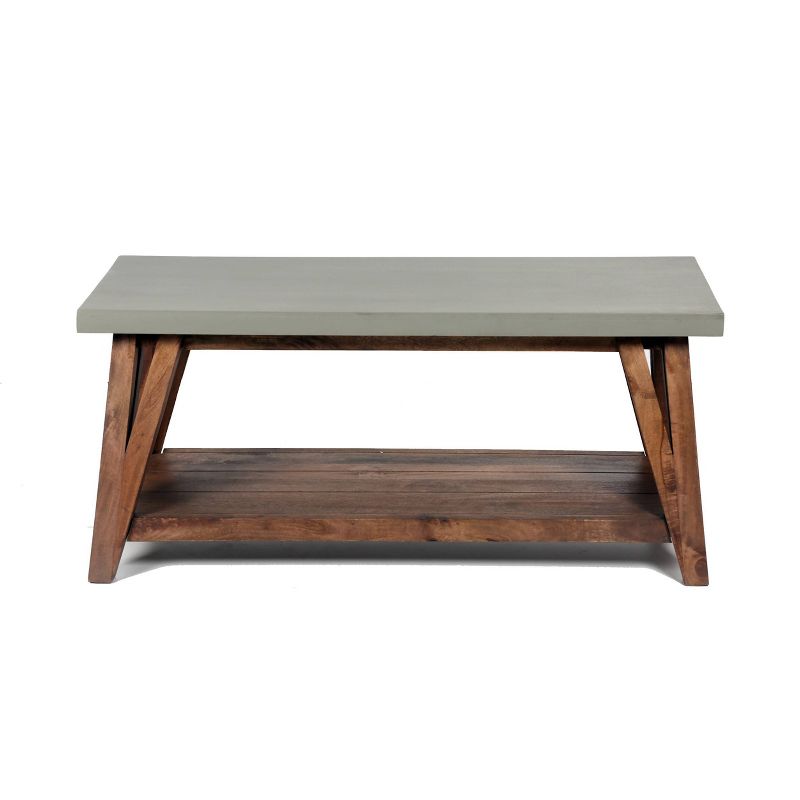 Brookside Coffee Table Concrete Coated Top and Wood Light - Alaterre Furniture, 3 of 8