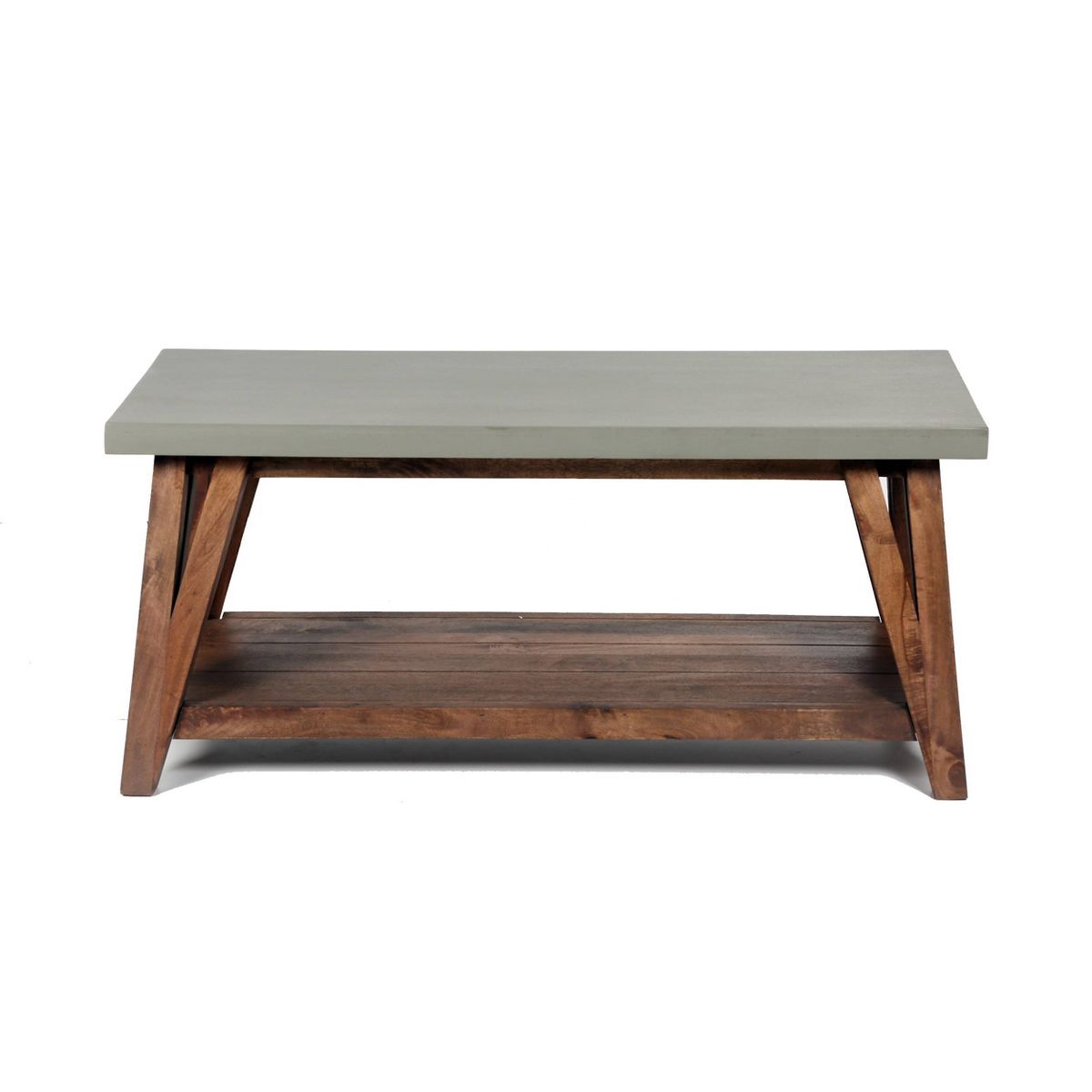 Brookside Coffee Table Concrete Coated Top and Wood Light - Alaterre Furniture - thumbnail 9