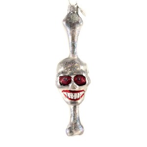 Morawski 5.0 Inch Silver Bone Thru Skull Ornament Halloween Skeleton Tree Ornaments - 1 of 3