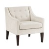 Fabric Upholstery Accent Chair with Button-Tufted Back, Foam Cushions, Reversible Seat and Brown Wood Legs - 3 of 4