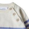 Stellou & Friends 100% Cotton Striped  Long Sleeve Crew Neck Sweater w/ Shoulder Buttons  - 18-24 Months / White with Periwinkle Stripes - 4 of 4