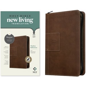 NLT Thinline Reference Zipper Bible, Filament Enabled (Leatherlike, Atlas Rustic Brown, Indexed, Red Letter) - (Leather Bound) - 1 of 1