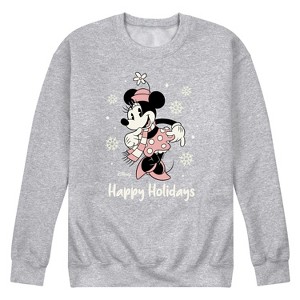 Men's - Disney - Vintage Minnie Happy Holidays Graphic Fleece Sweatshirt - 1 of 4