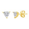 Bella Silver Sterling Silver, Gold Plates Solitaire Trillion CZ, 6mm 18" Necklace & 5mm Earrings Set - Gold Plated - 2 of 4