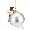 Northlight 4.25" Round Snowman with Black Top Hat Glass Christmas Ornament - 3 of 4