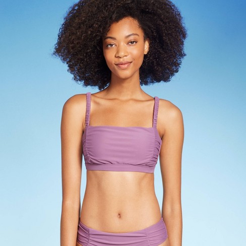 Women's Shirred Longline Bikini Top - Shade & Shore™ Purple M : Target