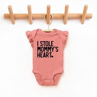 The Juniper Shop I Stole Mommy's Heart Baby Flutter Sleeve Bodysuit
