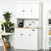 71" Buffet with Hutch, Modern Farmhouse Kitchen Pantry Storage Cabinet with Microwave Oven Countertop, Drawer, and Cupboard - 2 of 4