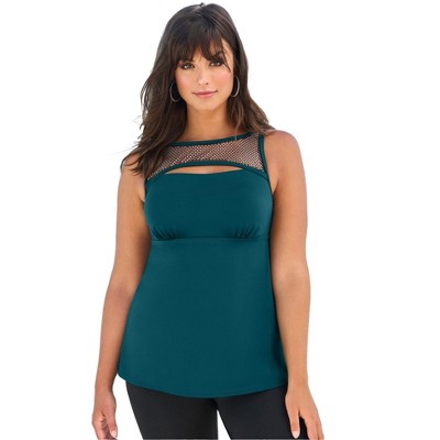 Swim 365 Women's Plus Size Embellished High-Neck Tankini