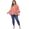 Agnes Orinda Women's Plus Size Floral V Neck Ruffle Sleeve Loose Fit Babydoll Peplum Blouse - 3 of 4