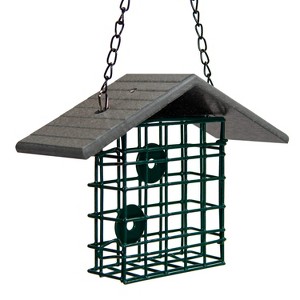 JCS Wildlife Single Suet Cage with Poly Lumber Roof - 1 of 4