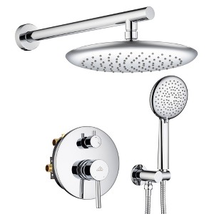 CASAINC 5-Spray Patterns 9.5 in. Wall Mount Dual Shower Heads in Spot Resist - 1 of 4
