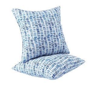 FONTOI 2 Pack Bed Pillow with Geometric Patterns, Waterproof & Fade-Resistant Square Pillows for Bed Couch Sofa, Blue, 18"*5"*18" - 1 of 4