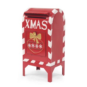 TopComfy Decorative Holiday Scene Props Christmas Decoration Festive Red Iron Christmas Mailbox Holiday Decoration for Garden, Red, 13"*10"*26.75" - 1 of 4