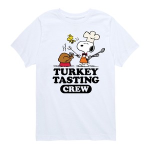 Boys' - Peanuts - Turkey Tasting Crew Short Sleeve Graphic T-Shirt - 1 of 4