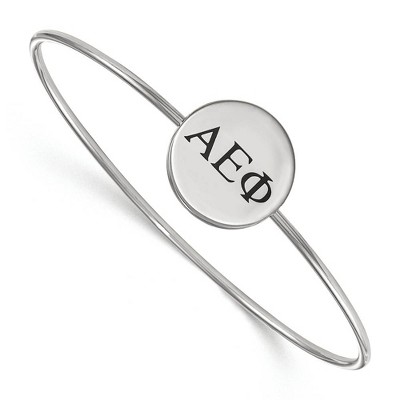 Black Bow Jewelry Sterling Silver Alpha Epsilon Phi Greek Life Bangle Bracelet 8 Inch