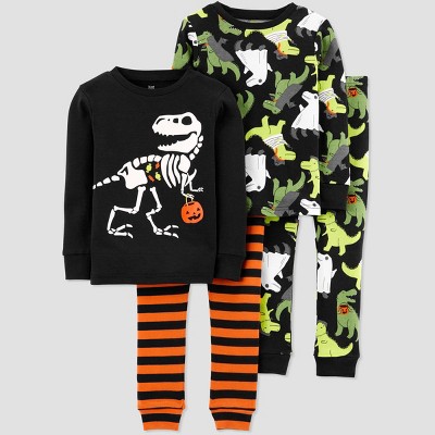 Baby Boys' 4pc Dino Halloween Snug Fit Pajama Set - Just One You® made by carter's Black/Orange 9M