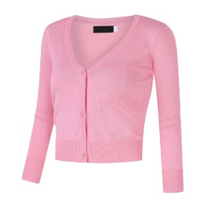Women's Classic 3/4 Sleeve Open Front Cropped Cardigan Sweater Lightweight Knit Short Shrugs - 1 of 4