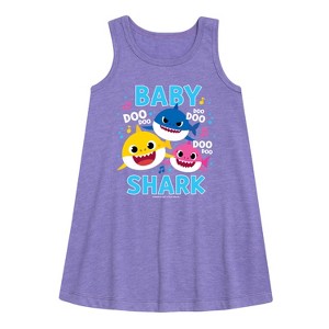 - Baby Shark - Baby Shark Family Doo Doo Doo Graphic Sleeveless Aline Dress - 1 of 4