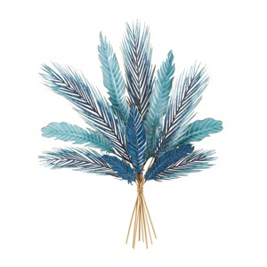 43"x34" Metal Leaf Bundle Wall Decor with Gold Stems Blue - Olivia & May: Iron Artwork, Nature Inspired - 1 of 3