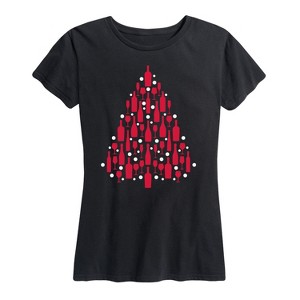 Women's - Instant Message - Wine Glass and Bottle Tree Short Sleeve Graphic T-Shirt - 1 of 4