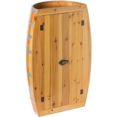 Vintiquewise Half Barrel Cabinet Wine Storage With Lockable Double Doors