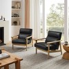 Art Leon Modern Leather and Oak Accent Chair - 2 of 4