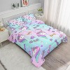 Cartoon Unicorn Comforter Set Full Size – Purple Pink Rainbow Bedding with 1 Comforter & 2 Pillowcases, Bowknot Heart Quilt Set for Girls & Women - 4 of 4
