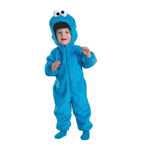 Toddler Boys Deluxe Sesame Street Cookie Monster Jumpsuit Costume Size 3t 4t Blue Target