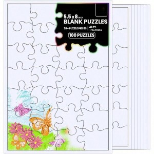 100 Blank Jigsaw Puzzles, 5.5x8 Inch, 28 Pieces Each - DIY Party Invites, Crafts, Decor Party Favors - 1 of 4