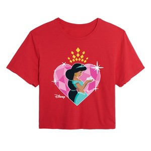 Women's - Disney Princess - Jasmine Heart Cropped Graphic T-Shirt - 1 of 4