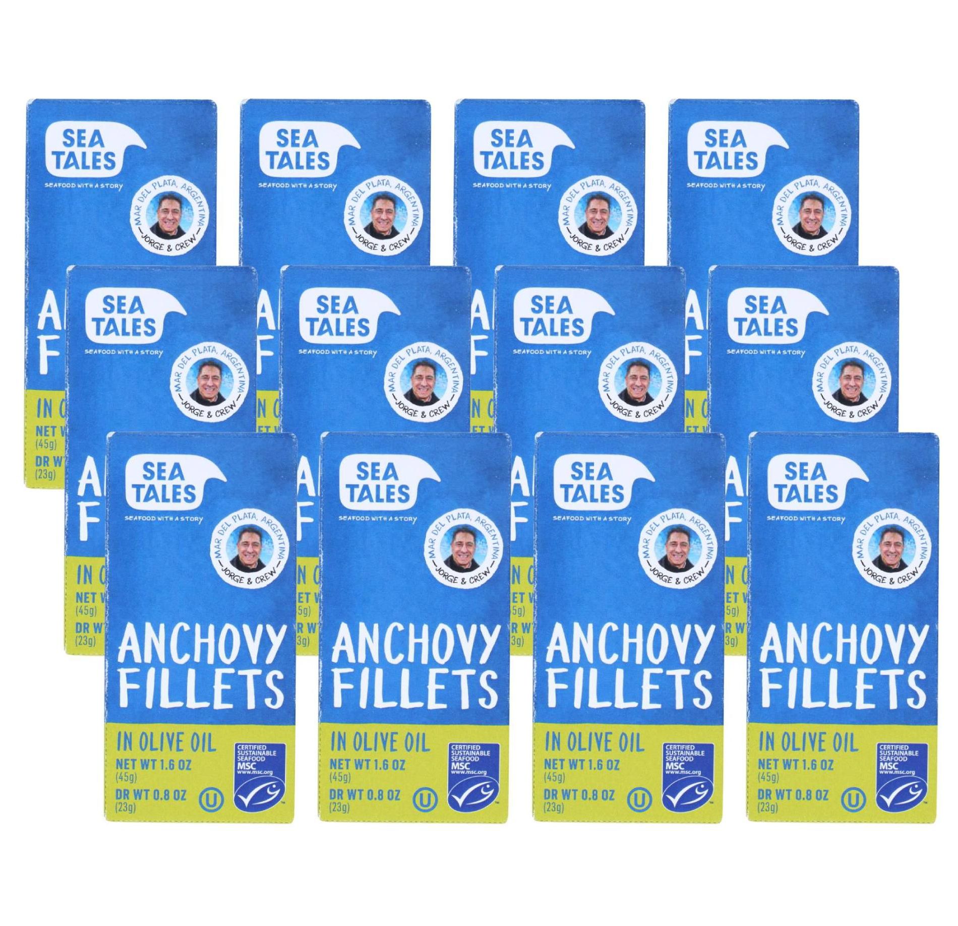 Sea Tales Anchovy Fillets in Olive Oil - Case of 12/1.6 oz
