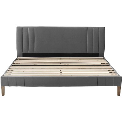 Classic Brands Chicago Modern Contemporary Tufted Upholstered 3-In-1 Platform Bed with Headboard, Wood Frame, and Wood Slat Support, King, Dark Grey