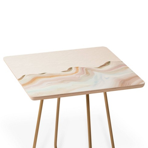 Marta Barragan Camarasa Marbling Mountains Side Table Gold - Deny Designs: Steel Frame, Wood Composite Top, Flared Legs - image 1 of 4