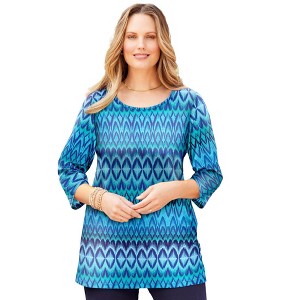 Catherines Women's Plus Size Suprema Feather Together Tee - 1 of 4