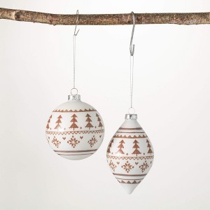 6"H and 4.5"H Sullivans Patterned Ball Ornament - Set of 2  White Christmas Ornaments - 1 of 2