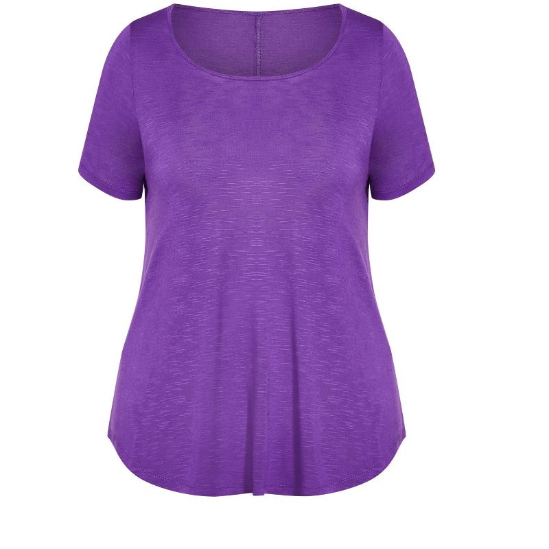 Women's Plus Size Slub Tee - purple | EVANS, 4 of 6