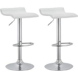 PAGED Counter Height Bar Stools White Upholstered Adjustable Counter Stools with Sturdy Base for Home Pub - 1 of 4