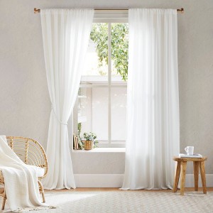 DSVIMOY Curtain Panel Privacy Rod Pocket Back Tab for Living Room or Bedroom, White, 3.74"*13.39"*6.69" - 1 of 4