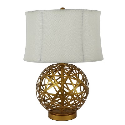 21" Strapped Steel Ball Table Lamp Antique Gold - Decor Therapy