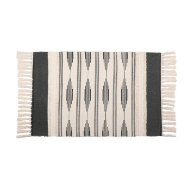 Okuna Outpost Boho Themed 23.6" x 35" Bathroom Rug Mat with Tassels, Indoor Outdoor Bedroom Bath Decor, Grey Bohemian