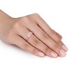 EVERLY JEWELRY |Rose Plated Sterling Silver 0.04 CT TW Diamond And 1 2/5 CT TGW Morganite Three Stone Ring - 3 of 4