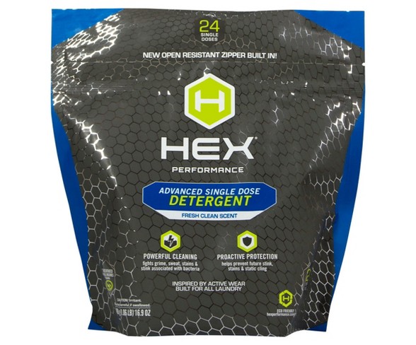 HEX Performance Fresh Clean Scent Advanced Single Dose Laundry Detergent - 24 Single Doses